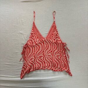 Urban Outfitters Red and Cream Patterned Top
